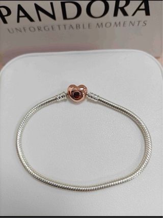 Pulsera Pandora Corazón Oro Rosa y Plata