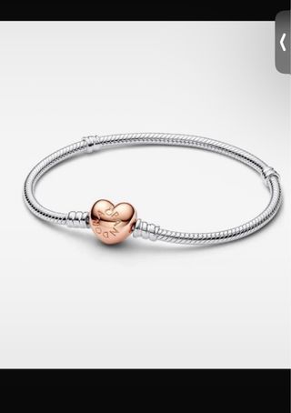 Pulsera Pandora Corazón Oro Rosa y Plata