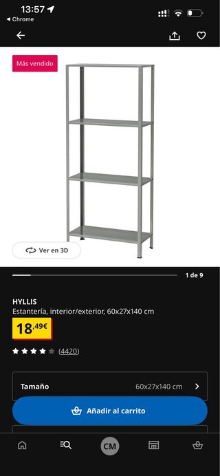 Estantería HYLLIS Ikea 60x27x140 cm 3 unidades