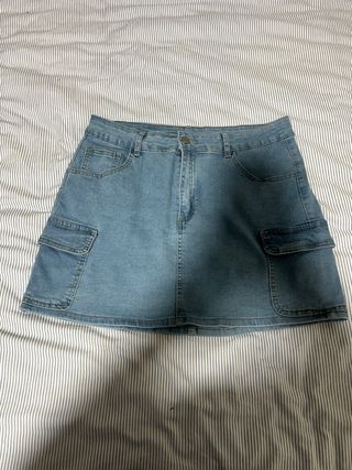 Falda vaquera elástica azul claro XL / L