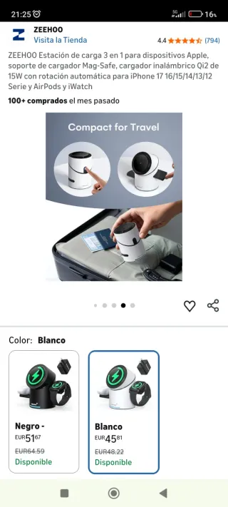 ZEEHOO Cargador 3 en 1 Mag-Safe Qi2