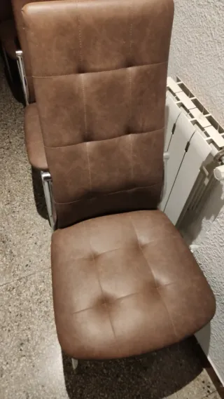 4 Sillas Marrones Piel Sintética