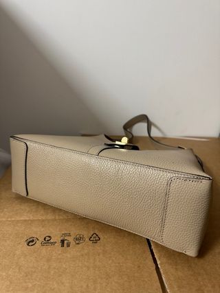 Borsa vera pelle Made in Italy, colore taupe