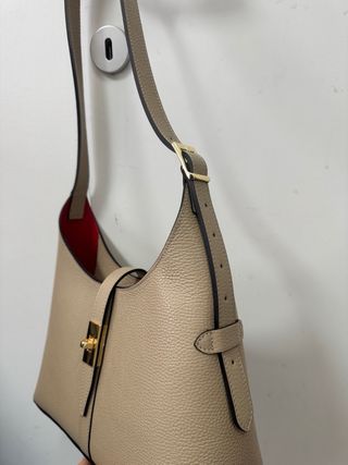 Borsa vera pelle Made in Italy, colore taupe