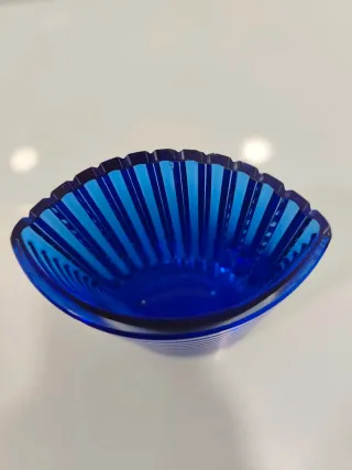 Jarrón Vidrio Azul Cobalto y transparente