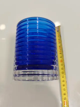 Jarrón Vidrio Azul Cobalto y transparente