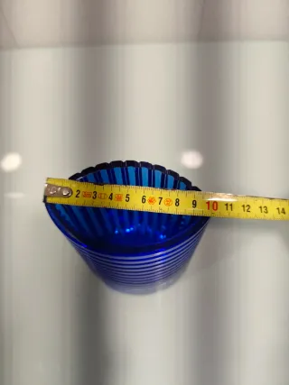 Jarrón Vidrio Azul Cobalto y transparente