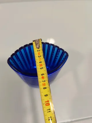 Jarrón Vidrio Azul Cobalto y transparente