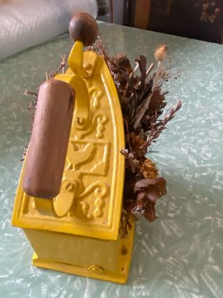 Ferro da stiro vintage con fiori secchi