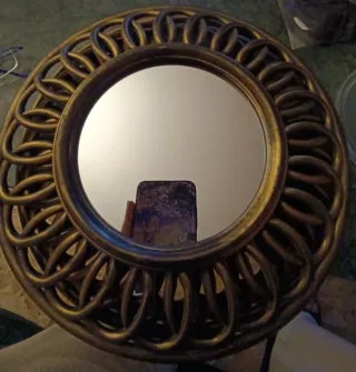 Lote 3 espejos redondos dorados