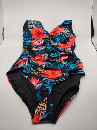 Nuevo:Bañador mujer con estampado tropical Talla40