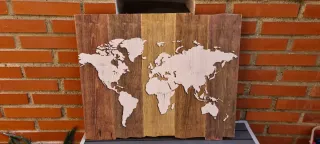 Cuadro Mapamundi Decorativo Madera