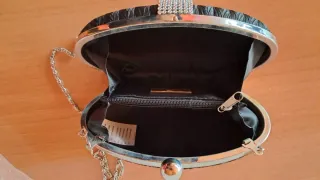 Bolso fiesta bombonera strass negro y plata