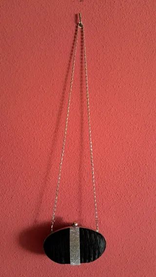 Bolso fiesta bombonera strass negro y plata