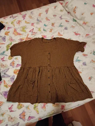 Vestido Zara cuadros oversize XS