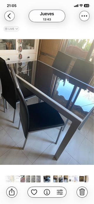 Mesa extensible comedor 120/180 4 sillas negras