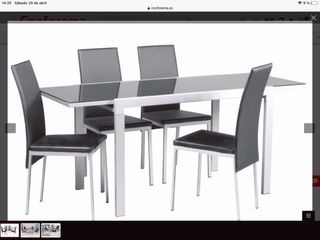 Mesa extensible comedor 120/180 4 sillas negras