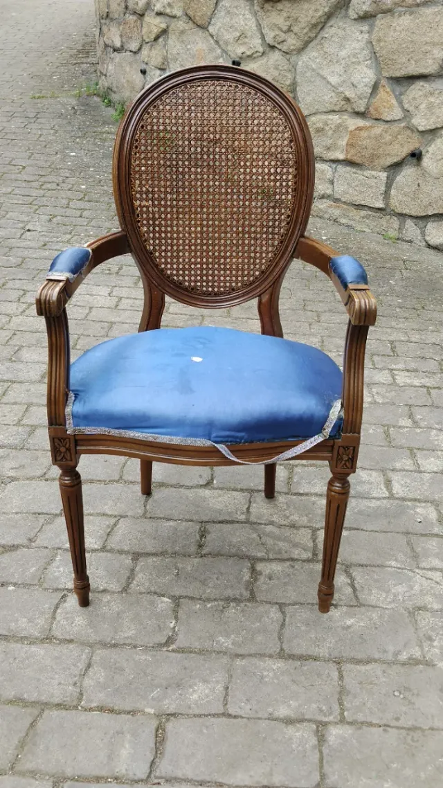 Silla butaca vintage madera y ratán