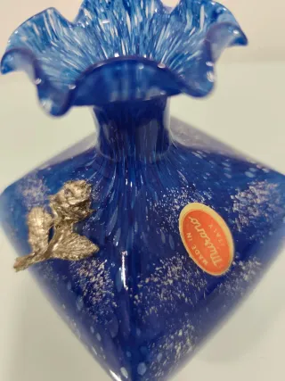 Jarrón Murano Azul y Plata