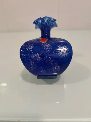 Jarrón Murano Azul y Plata