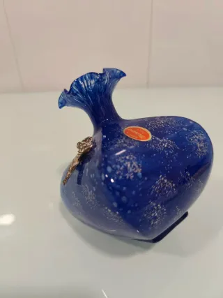 Jarrón Murano Azul y Plata