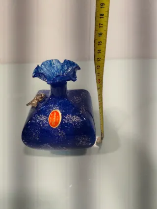 Jarrón Murano Azul y Plata