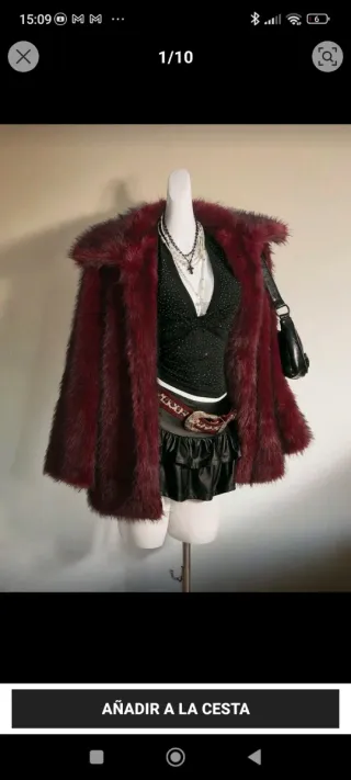Abrigo efecto pelo burdeos