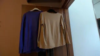 Maglie primaverili beige e viola taglia unica