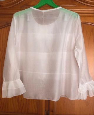 Blusa blanca con volantes Talla Única