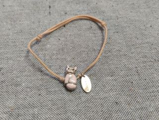 Pulsera gatito y placa cordón beige