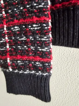 Chaqueta punto Kookai cuadros roja y negra