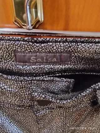 Pantalón Salsa plateado efecto piel