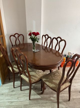Mesa comedor extensible con 6 sillas