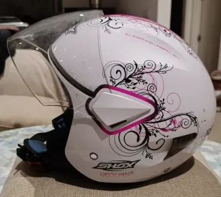Casco Jet SHX Blanco y Rosa