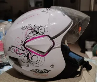 Casco Jet SHX Blanco y Rosa