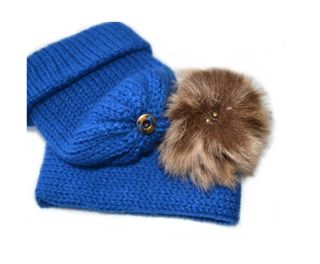 Set gorro y cuello tejido con pompón extraíble