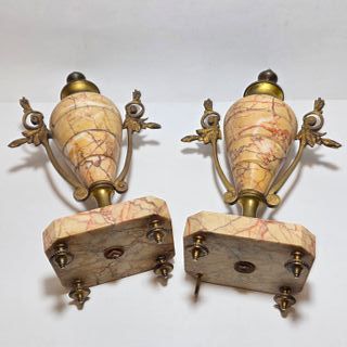 Coppia Di Antiche Cassolette In Bronzo E Marmo XIX