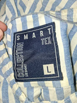 Camisa rayas cuello redondo azul y blanco