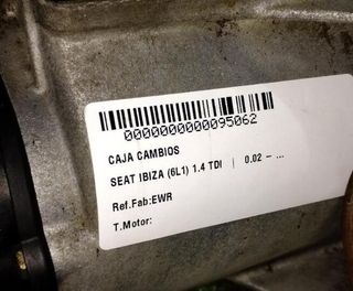 Caja de cambios seat ewr ibiza (6l1) 1.4 tdi 95062