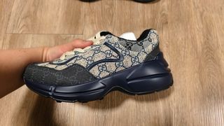 Gucci Sneakers Monogram Beige/Azul Marino Talla 41