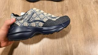 Gucci Sneakers Monogram Beige/Azul Marino Talla 41