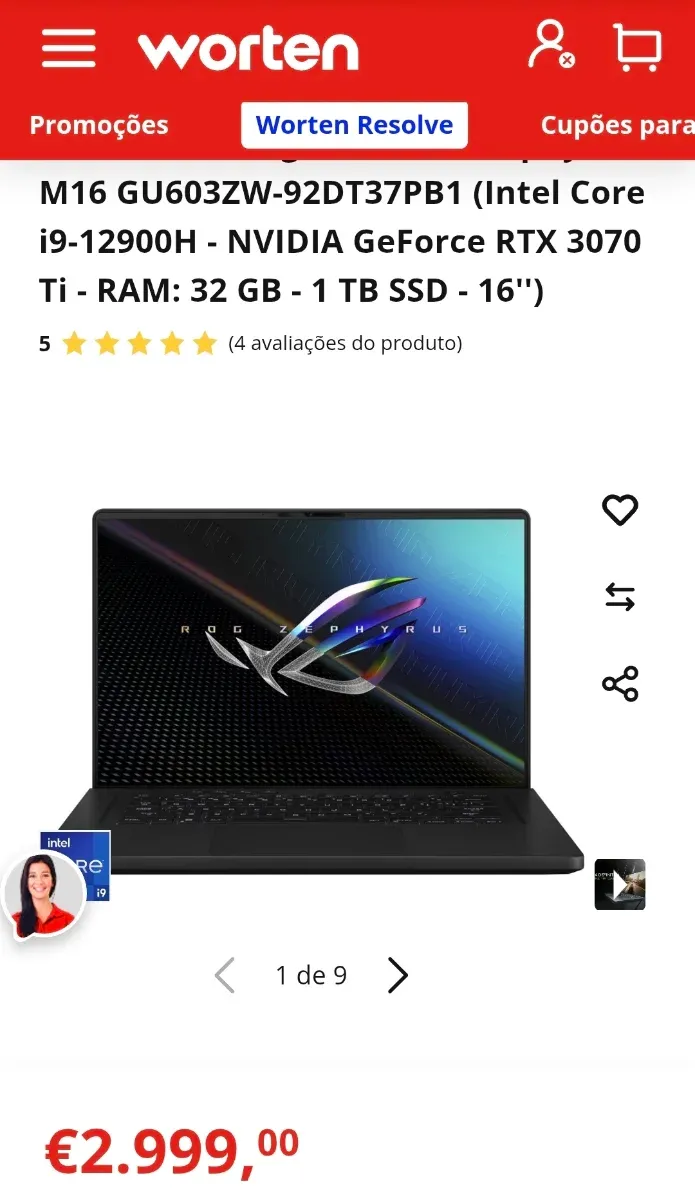 Asus ROG M16 i9 12ª Gen RTX 3070Ti 32GB 1TB afbeelding 8