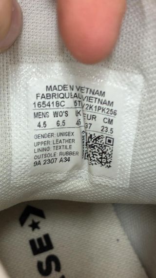 Converse All Star Pelle Bianco Tg 37