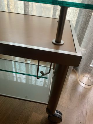 Mesa auxiliar cristal y madera