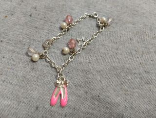 Pulsera Plata Bailarinas Rosas y Perlas