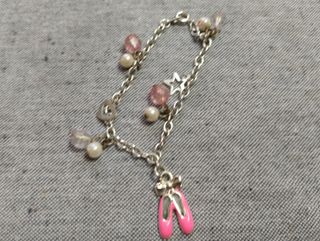 Pulsera Plata Bailarinas Rosas y Perlas