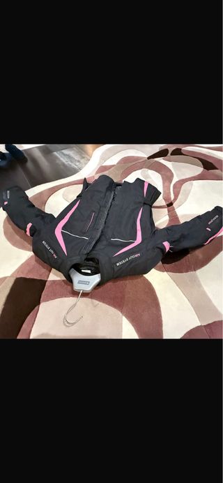 Chaqueta de moto negra y rosa mujer