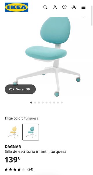 Silla Escritorio Infantil Ikea Dagnar Turquesa