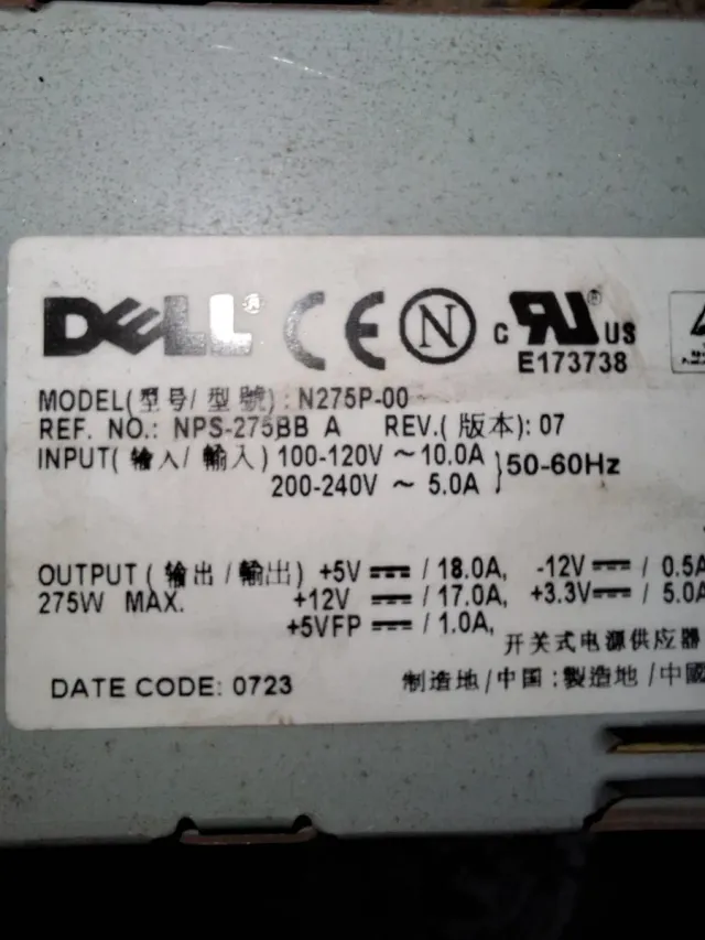 Fuente de alimentación Dell N275P-00 275W