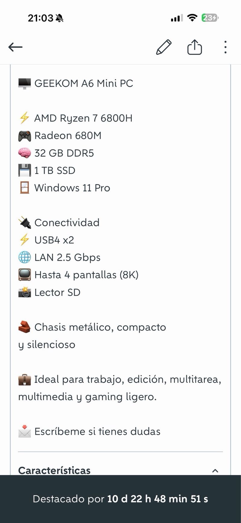 GEEKOM A6 Mini PC Ryzen 7 6800H 32GB 1TB SS afbeelding 2